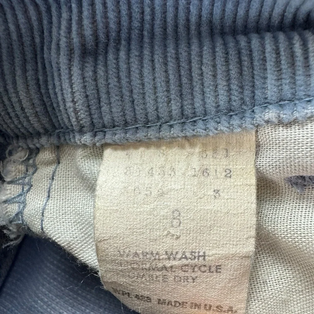 Vintage 70s/80s Little‎ Levi's Baby Blue Corduroy Pants Slim Kids 8 (19x22.5)